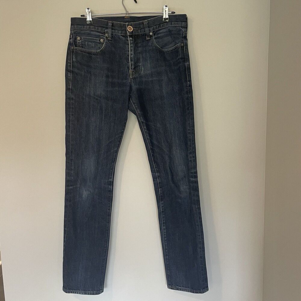 J.Crew Men's 484 Slim‎ Fit Jeans Straight Leg 32 x 34 Tapered Dark Wash Denim